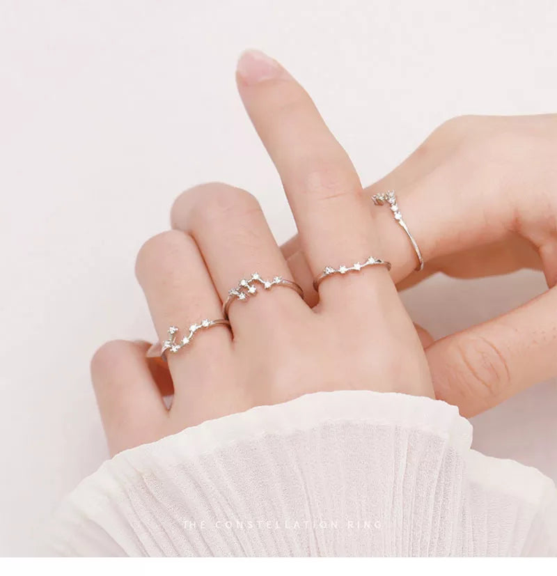 Astro C 5 Zodiac Sign Silver Rings