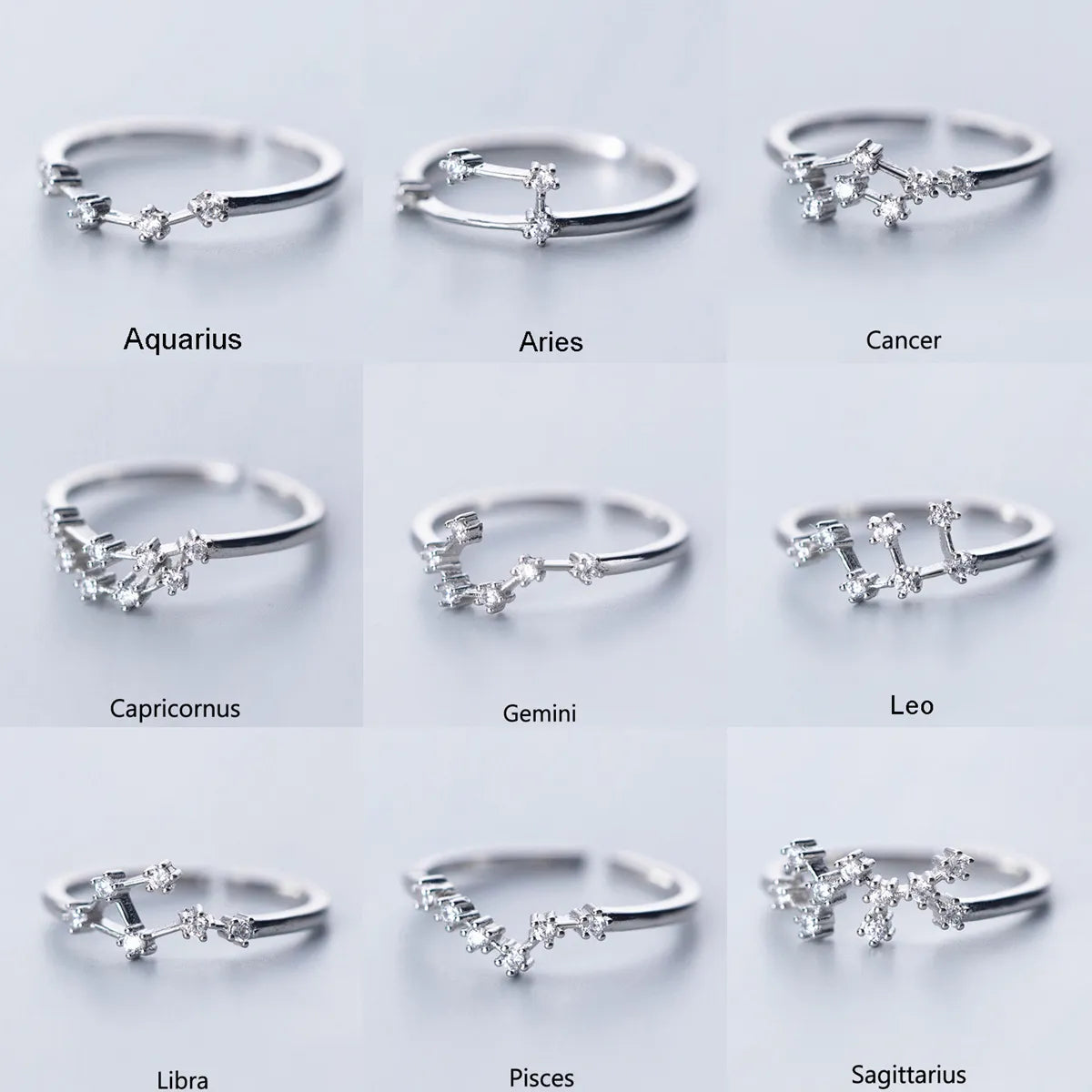 Astro C 5 Zodiac Sign Silver Rings